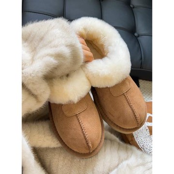 2025冬季新款羊皮毛一體雪地靴女一腳蹬加絨加厚羊毛塔茨特懶人鞋