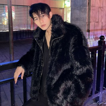 🔥男仿皮草外套 毛毛外套 水貂毛外套男生 中老年保暖短款外套 整貂尼剋服 加厚加絨冬裝潮牌男裝 時尚百搭加厚保暖外套