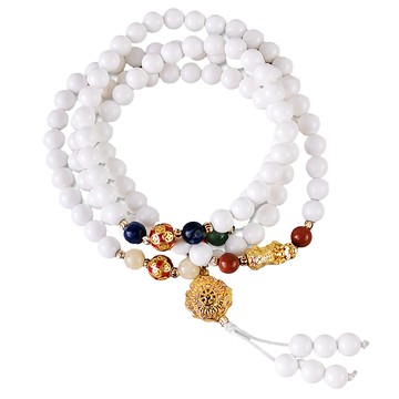 財神小舖 108珠貔貅硨磲手鍊 五行致富 EP-8004-4  白色 + 金色  1個