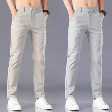 夏季冰絲薄款男士休閑褲2021新款韓版潮流速干商務直筒寬松長褲子