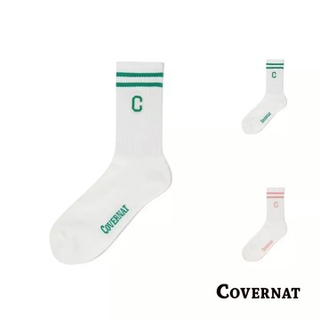 [COVERNAT] 男女同款吸汗棉混紡質地大C LOGO舒適柔軟長筒襪（多色任選）