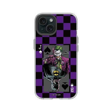 iPhone 15 Clear 透明 - Joker - 小丑與蝙蝠俠撲克牌 - 棋盤風格
