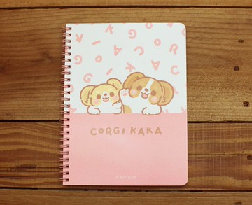【線圈本】柯基犬25K線圈橫線筆記(粉紅字母)53101