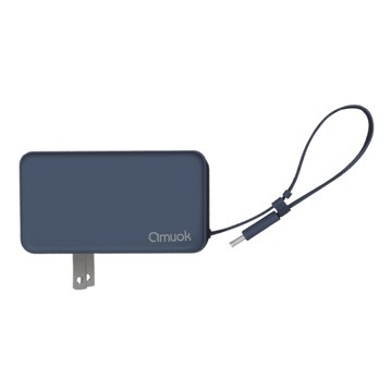 amuok艾默克 自帶線插頭二合一行動電源 5000mAh 20W Type-C 蘋果Lightning  DC032  藍色