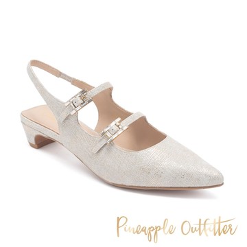 Pineapple Outfitter-REHN 特殊紋真皮裸跟涼鞋-金色