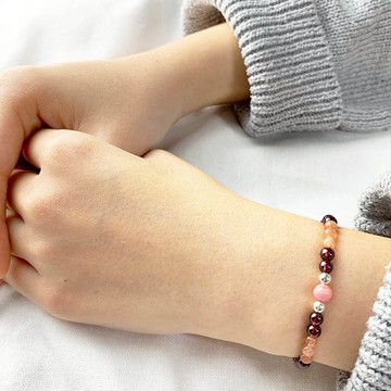 |極細系列|紫牙烏石榴石 金草莓晶 紅紋石(4MM手鍊x手工製作。)