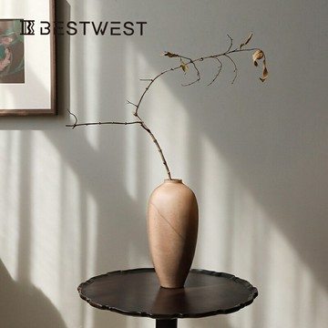 【侘寂美學】中式花瓶 玻璃花瓶 客廳擺件 復古花器 藝術插花 輕奢高級感 手工吹制 中古風家居裝飾