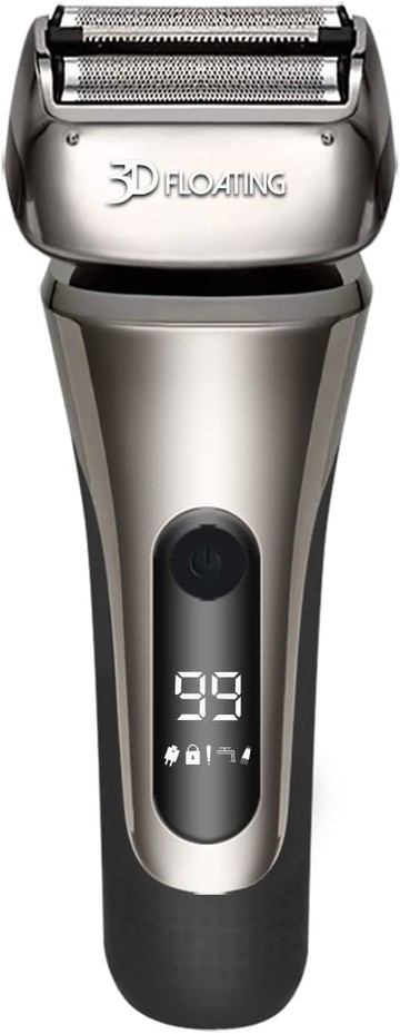 【日本代購】剃須刀男士2023創新款電動剃須刀剃須刀往復式3層刀片乾濕兩用剃須刀USB充電式LED顯示屏IPX6防水剃須刀可在浴室剃須附帶日語說明書