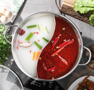 鴛鴦鍋 加厚鴛鴦鍋火鍋盆帶蓋鴛鴦火鍋家用不銹鋼火鍋鍋電磁爐明火專用鍋