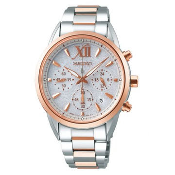 seiko SK037 精工錶 Lukia系列 V175-0EW0KS(SSC828J1)雙色/玫瑰金/太陽能三眼計時女錶/白面36.4mm｜樂天領券現折★全館特惠中★指定刷卡回饋10%