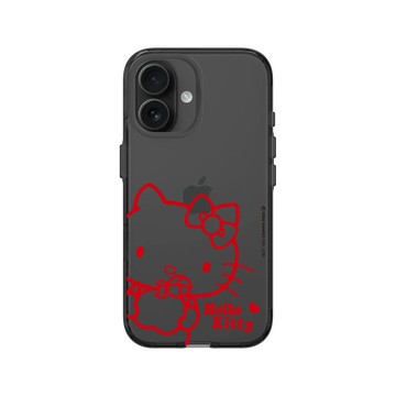 iPhone 16 Clear (相機按鈕) 酷墨灰 - 三麗鷗-Hello Kitty - 簡約系列-蘋果咬一口