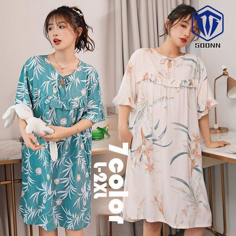 ネグリジェ パジャマ レディース 春夏 半袖 フレア袖 花柄 ワンピース 可愛い 部屋着 寝巻き レディースルームウエア ゆったり 綿 7色 通販 Lineポイント最大0 5 Get Lineショッピング