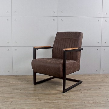 北歐復古 木製扶手  沉穩 咖啡色 單人椅