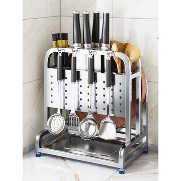 304不銹鋼刀架置物架廚房砧板鍋蓋刀具一體收納架臺面菜板放置架