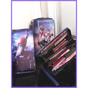 日韓流行動漫卡通多卡位豎款兒童零錢包印花休閑男童長款手提錢包