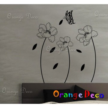【橘果設計】花與蝶 壁貼 牆貼 壁紙 DIY組合裝飾佈置
