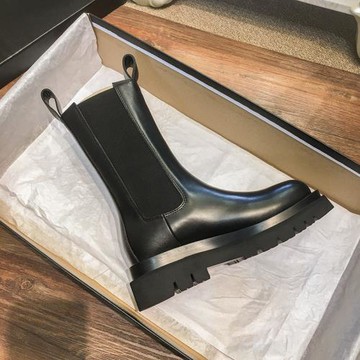 真皮內增高馬丁靴子女秋冬加絨英倫風中筒靴厚底煙筒靴切爾西短靴