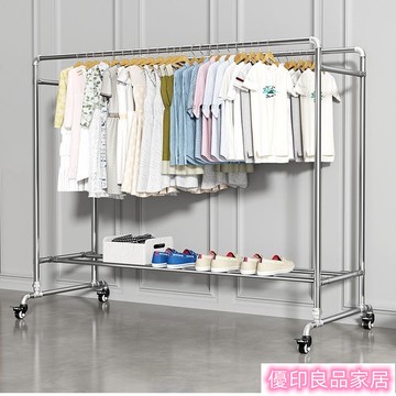 開立發票 不鏽鋼晾衣架 落地衣架 晾衣架 立式衣架 鍍鋅鋼管晾衣架落地家用陽臺掛衣戶外室外防風雙桿雙排涼衣曬被子