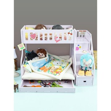 雙層娃床棉花娃娃家具玩偶床品20cm床墊bjd場景布置被子枕頭配件