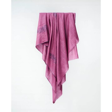 粉紅色花叢手工刺繡/克什米爾手工披肩100% Pashmina羊絨