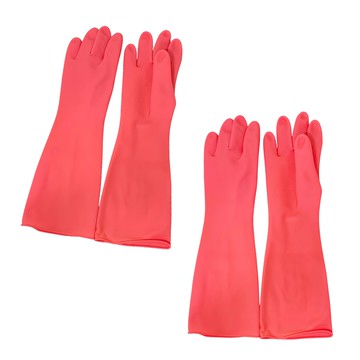 雪花 家庭用加長型手套 M 2雙 粉色 家事清潔 廚房手套 洗碗手套 乳膠手套