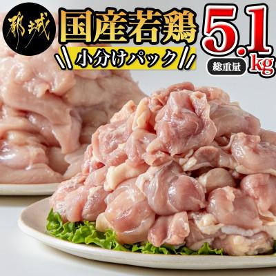 ふるさと納税 都城市 国産若鶏5.1kg 小分けパック!カット済み!