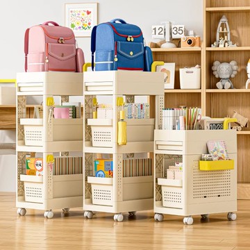 傾雅書包置物架可移動小推車落地多層桌下書本收納神器桌邊書架