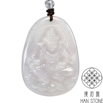 【漢石齋】天然翡翠A貨 不動明王玉珮吊墜 冰糯種(37*53*8mm)