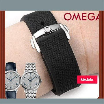 矽膠錶帶橡膠適配歐米茄蝶飛300海馬600海洋宇宙Omega手錶帶21mm 0510