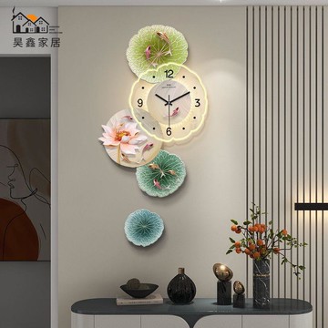 免運 附發票 掛鐘 鐘錶 客廳掛鐘 九魚圖掛鐘2023新款鐘錶客廳創意大氣壁燈高檔裝飾畫現代簡約時鐘工廠現貨直銷 售後保障 店長新品推薦 全館八折 5h1101