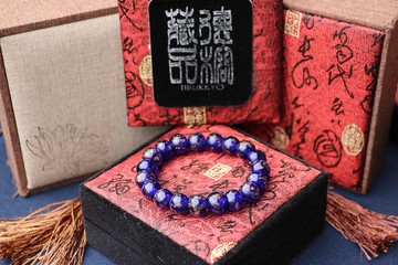 古法製成藍琉璃12mm 金星款 琉璃佛珠 琉璃手環 客製化串珠設計