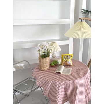 INS韓風桌布格子小清新棉麻背景布森系麻布家居裝飾書桌布墊