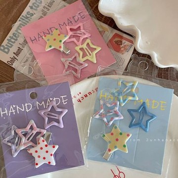 艾摩貝貝小女孩甜美可愛星星BB發夾女童波點多巴胺劉海夾碎發夾