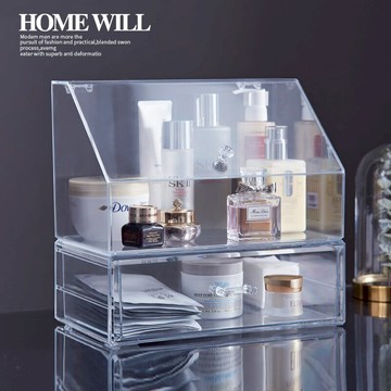 收納盒口紅桌面抽屜式護膚品面膜化妝棉簽整理防塵化妝品透明盒子