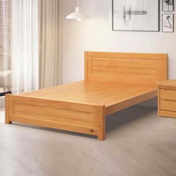 文創集 康健5尺雙人實木床台(採用實木床底板+床底板二段高度可調)-156x202x90cm免組