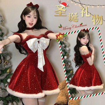 紅色兔女郎cos聖誕節服裝女萬聖主題衣服連衣裙聖誕老人演出套裝