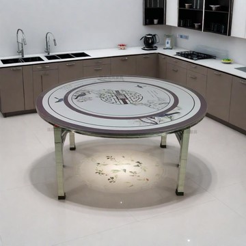 可開統編 公司貨 免運 304不銹鋼圓桌特厚轉盤家用飯桌可折疊桌子彩圖酒席圍餐餐桌飯桌 速度發貨