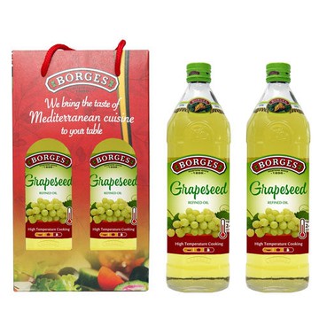 百格仕 西班牙原裝進口葡萄籽油1L禮盒二入