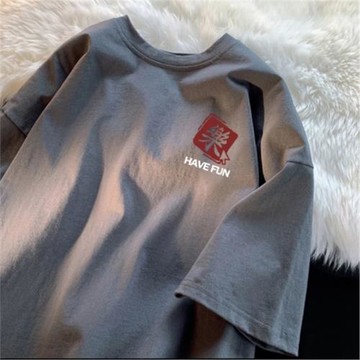 外貿撤回尾貨清倉撿漏~純棉潮牌短袖T恤男裝女裝寬松上衣服夏季