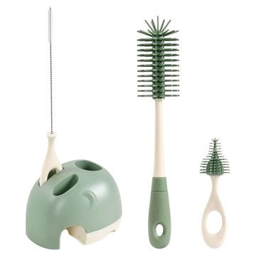 jollybaby 奶瓶/奶嘴清潔套組 360°清潔零死角 矽膠材質清潔刷  綠色  1組