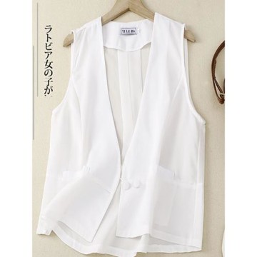 外貿出口專柜尾單夏季寬松雪紡上衣薄款馬夾背心外套披肩外搭開衫