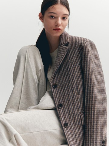 Pintuck Sleeve Check Jacket_Check Blue