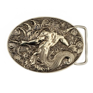 水瓶座 soild 德國銀皮帶扣，十二生肖鎳銀腰帶