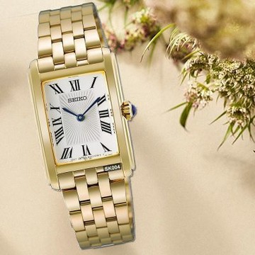 SEIKO 精工 最新CS系列/Lady坦克矩形 金色22.2㎜款 SK004(HGG001P1/4N30-00M0G)