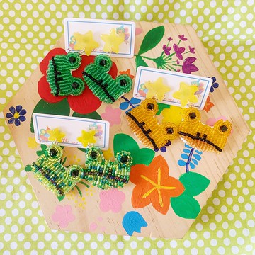 青蛙頭珠繡耳環