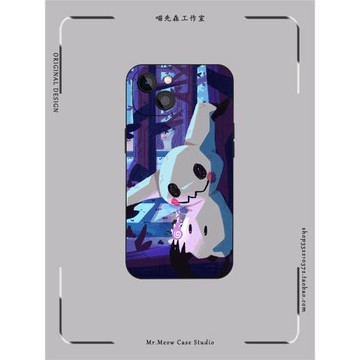 謎擬丘幽靈寶可夢插畫手機殼適用iPhone16液態硅膠11磨砂12動漫13光面玻璃14蘋果15ProMax卡通保護套全包軟殼