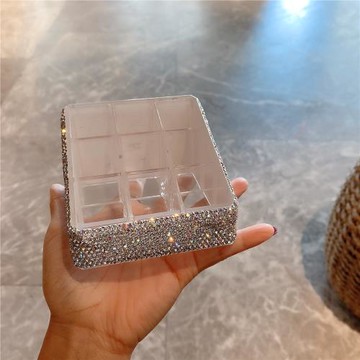 鑲鉆口紅收納盒亞克力電鍍收納架潮流透明多格口紅盒子唇釉置物架