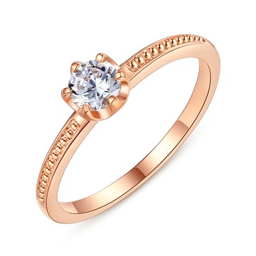 戒指．經典單鑽．尾戒．精鍍玫瑰金．疊戴．混搭