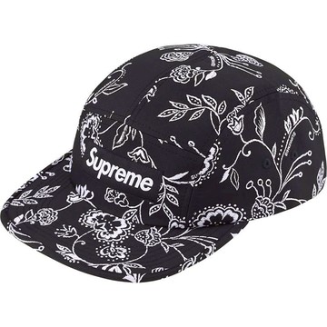 SUPREME 25SS FLORAL JACQUARD CAMP CAP 五分割帽 (黑色)