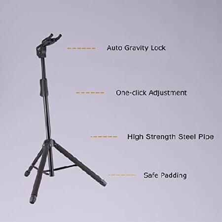 GUITTO Universal Portable Adjustable Folding Hanging Guitar Floor Stands Extended Height Tripod Guitar Stand for Acoustic, Classical, Electric, Bass